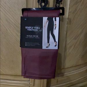 Vera Wang High Rise Faux Leather Leggings